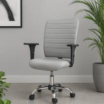 Cadeira Escritório Ergonômica Cinza Claro Apoio Lombar Com Encosto NR17 Office Executiva Giratória Cromada Esteirinha Rodinhas Ajuste De Altura - ASG Cadeiras Cadeira Escritório Ergonômica Cinza Claro Apoio Lombar Com Encosto NR17 Office Executiva Giratória Cromada Esteirinha Rodinhas Ajuste De Altura - ASG Cadeiras