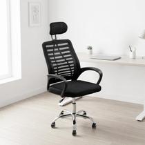 Cadeira Escritório Ergonômica Diretor Tela Mesh Apoio Cabeça Giratória Ajustável Rodinhas Preta Cadeira Escritório Ergonômica Diretor Tela Mesh Apoio Cabeça Giratória Ajustável Rodinhas Preta