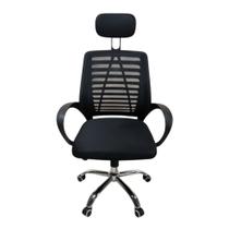 Cadeira Escritório Ergonômica Executiva Mesh com Cabeceira Giratória Base Cromada Home Office