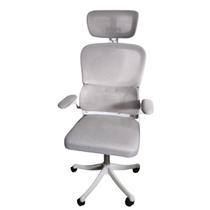 Cadeira Escritório Ergonômica Genebra Com Suporte Lombar Relax Estofado Mesh Cinza