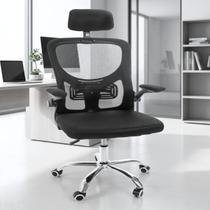 Cadeira Escritório Ergonômica Giratória: Apoio Cabeça e Braços Ajustáveis Mesh Cadeira Escritório Ergonômica Giratória: Apoio Cabeça e Braços Ajustáveis Mesh
