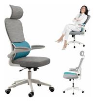 Cadeira Escritório Ergonômica Premium Preto Branco Giratória Mesh Apoio Lombar Braço Ajustável Estofado Reclinável 120Kg