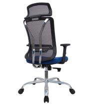 Cadeira Escritório Ergonômica Presidente Reclinável Confortável Corrige Postura Top Seat Preta Azul