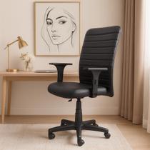 Cadeira Escritório Ergonômica Preta CEO Presidente NR17 Office Regulável Rodízios Costura Estofada