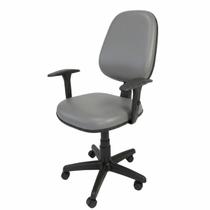 Cadeira Escritório Executiva Giratória Work NR17 Ergonômica material sintético Braços Ajuste Encosto e Altura Home Office Rodízios