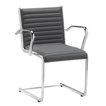 Cadeira Escritório Fixa Cinza Com Braços Alezzi Cromada