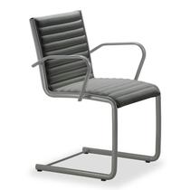 Cadeira Escritório Fixa Cinza Com Braços Alezzi Prata