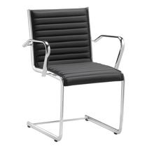 Cadeira Escritório Fixa Preta Com Braços Alezzi Cromada