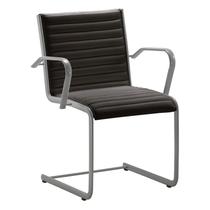 Cadeira Escritório Fixa Preta Com Braços Alezzi Prata