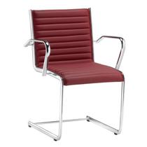 Cadeira Escritório Fixa Vermelha Com Braços Alezzi Cromada