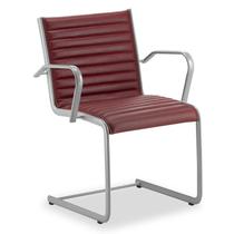 Cadeira Escritório Fixa Vermelha Com Braços Alezzi Prata