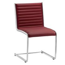 Cadeira Escritório Fixa Vermelha Sem Braços Alezzi Cromada