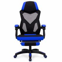 Cadeira Escritório Fortt Verona Azul Reclinável Com apoio para Pernas Mesh 120kg CEGF01A Cadeira Escritório Fortt Verona Azul Reclinável Com apoio para Pernas Mesh 120kg CEGF01A