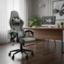 Cadeira Escritório Gamer Estofada Giratória Suporte Lombar e Cervical Regulagem Altura e Inclinação