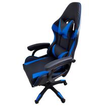 Cadeira Escritório Gamer Estofada Material Sintético Azul Cadeira Escritório Gamer Estofada Material Sintético Azul