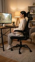 Cadeira Escritório Gamer Giratória Preta Ergonômica Regulagem Altura Encosto Reclinável