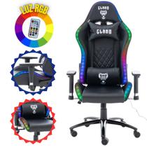 Cadeira Escritório Gamer Profissional Com Luz RGB LED Com Almofadas Ergonômicas e Base de Metal Suporta até 150kg