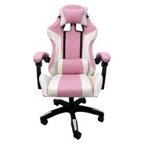 Cadeira Escritório Gamer Reclinável Massageador Rosa Barbie