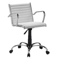 Cadeira Escritório Giratória Branca Diretor Alezzi Cromada