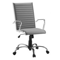 Cadeira Escritório Giratória Cinza Presidente Alezzi Cromada