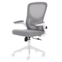 Cadeira Escritório Giratória Diretor ANM207D Anima Tela em Poliéster Cinza Base Rodízio Nylon Branco