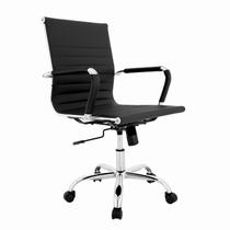 Cadeira Escritório Giratória Ergonômica Ajuste Altura Rodinhas Preta