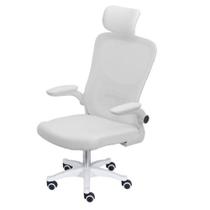 Cadeira Escritório Giratória NR-17 Presidente Bogotá Or Design Tela Mesh Branca Base Branco Rodízio