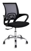 Cadeira Escritorio Giratória Office Confortavel Secretaria Preto Base Cromada