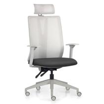 Cadeira Escritório Giratória Presidente Flow F02 Base Cinza Sintético Preto - Lyam Decor