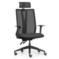 Cadeira Escritório Giratória Presidente Flow F02 Base Preta Sintético Preto - Lyam Decor Cadeira Escritório Giratória Presidente Flow F02 Base Preta Sintético Preto - Lyam Decor