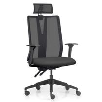 Cadeira Escritório Giratória Presidente Flow F02 Base Preta Sintético Preto - Lyam Decor Cadeira Escritório Giratória Presidente Flow F02 Base Preta Sintético Preto - Lyam Decor