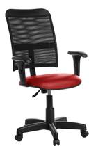 Cadeira Escritório Giratória Tela Com Braço Rv Cor Vermelho