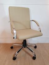 Cadeira Escritório Giratória Work Marfim Relax Base Cromada c/ Rodizio (100% Nacional)