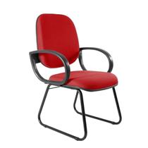 Cadeira Escritório Interlocutor Fixa Estofada Anatômica Base Sky com Braço Vermelho Cadeira Escritório Interlocutor Fixa Estofada Anatômica Base Sky com Braço Vermelho