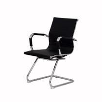 Cadeira Escritório Interlocutor Stripes Fixa PU Preta