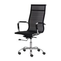 Cadeira Escritório Mesh Presidente Preta Base Giratória Cromada Altura Ajustável - Waw Design