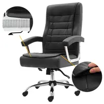 Cadeira Escritório Munique Big Presidente Preta Mola Ensacada Base Giratória Altura Ajustável