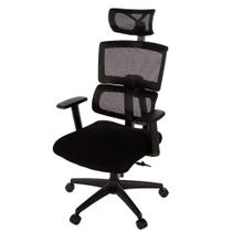 Cadeira Escritório NR-17 Giratória Presidente ANM701 Anima Genebra Tela Preta Rodízio