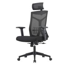 Cadeira Escritório NR-17 Lugano Presidente c/ Braços Fratini Encosto Tela Mesh Preta Base Rodízio