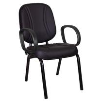 Cadeira Escritório Obeso Plus Size Fixa c/ Braço 200kg Preto - Caramujo