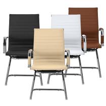 Cadeira Escritório Pés Fixos em Couro PU Secretária Premium - Holtter Home Design