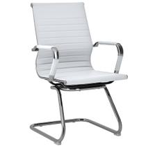 Cadeira Escritório Pés Fixos em Couro PU Secretária Premium