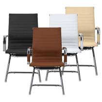 Cadeira Escritório Pés Fixos em Couro PU Secretária Premium - Holtter Home Design