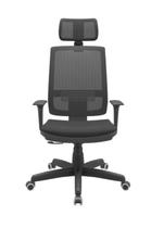Cadeira Escritório Presidente Brizza NR17 com Mecanismo Relax Assento Poliéster Apoio de Cabeça Plaxmetal Preta