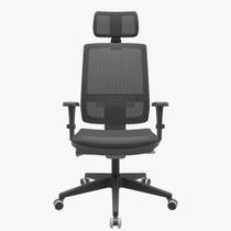 Cadeira Escritório Presidente Brizza Plaxmetal Autocompensador NR17 Slider Braço3D Material Sintético Apoio Cabeça Preta