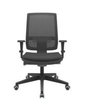 Cadeira Escritório Presidente Brizza Plaxmetal Autocompensador Slider Braço 3D Piramidal Material Sintético Preto