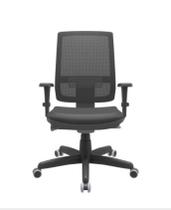 Cadeira Escritório Presidente Brizza Plaxmetal Autocompensador Slider Braço 3D Rodízios PU Poliéster Preta