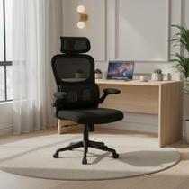 Cadeira Escritório Presidente Confortável preto giratória Encosto Reclinável Ergonômica Ajuste De Altura Tela Mesh Suporta 120Kg