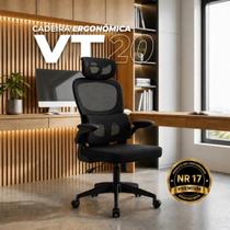 Cadeira Escritório Presidente Ergonômica Vênega VT20 Tela Mesh Suporta 120kg Giratória Com Rodas Ajustável Reclinável Verittas Home Office Executiva P