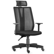 Cadeira Escritório Presidente Executiva Giratória Apoio de Cabeça Addit F02 Crepe Preto - Lyam Decor